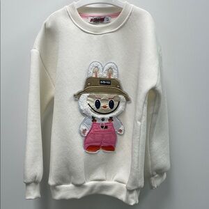 Cute White Sweatshirt with Pink Accents